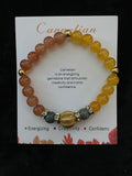 YELLOW AND GOLD CARNELIAN NATURAL STONE HEALING STRETCH BRACELET:  medium