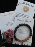 GOLDEN CARNELIAN AND LAVA NATURAL STONE HEALING STRETCH BRACELET:  medium