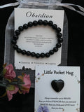 OBSIDIAN NATURAL STONE HEALING STRETCH BRACELET: medium