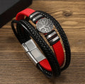 MENS LEATHER BRACELET:  RED