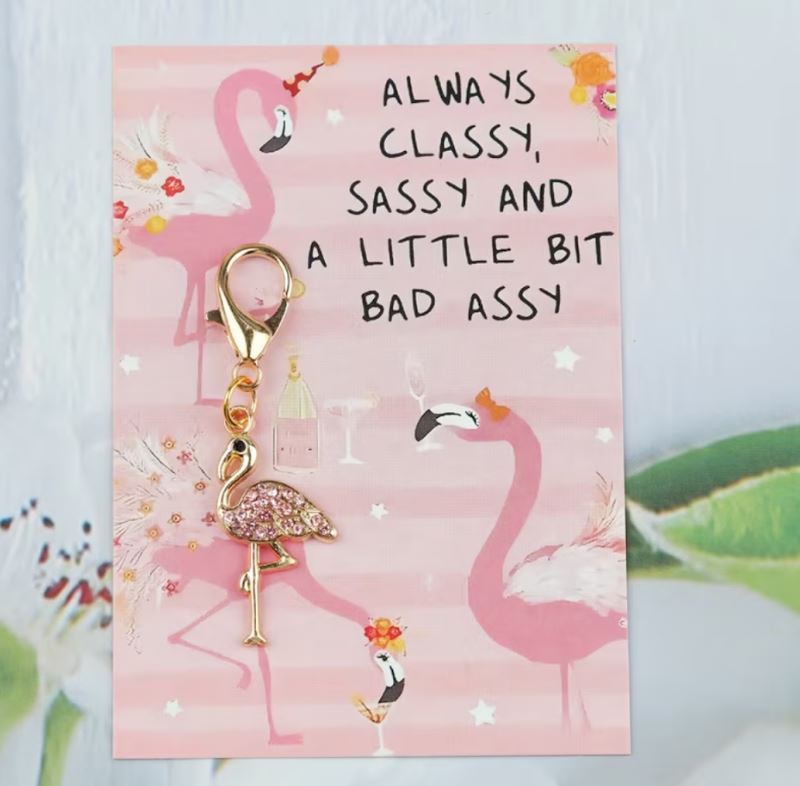 MS. SASSY FLAMINGO - Gold KEY CHAIN