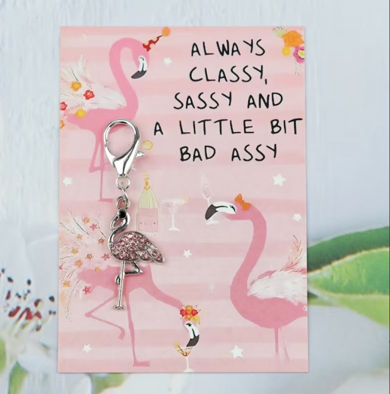 MS. SASSY FLAMINGO - Silver KEY CHAIN